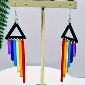 Rainbow Triangle Dangle Earrings NEW